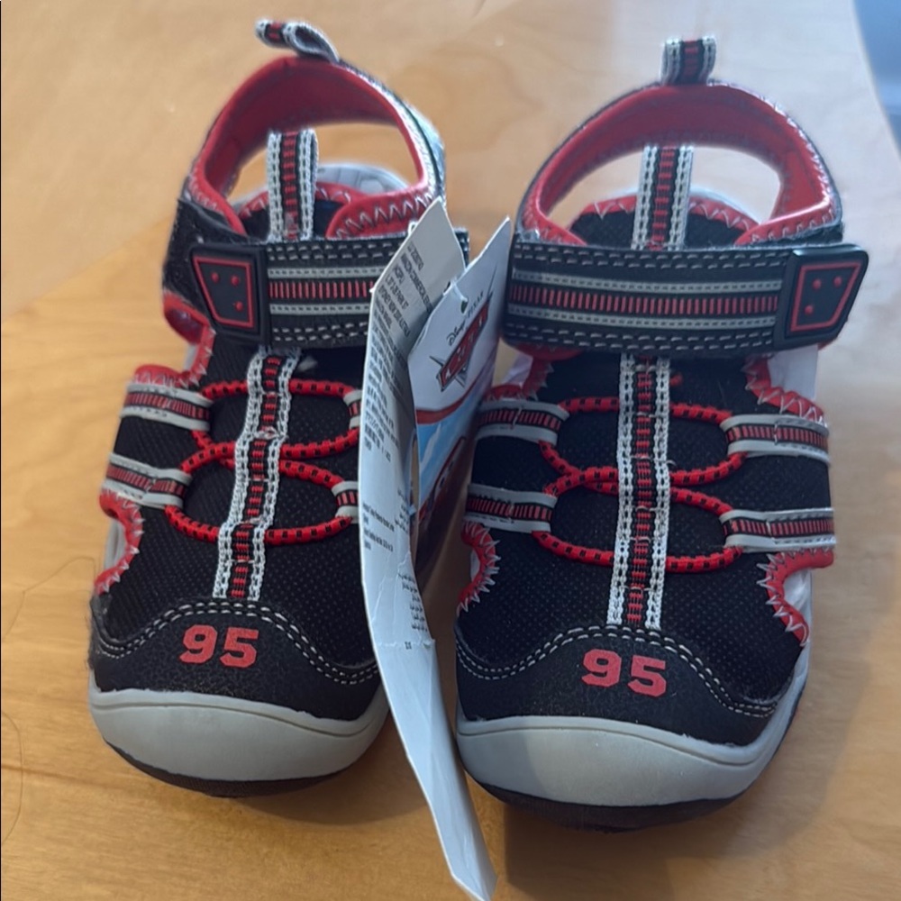 NWT Disney Cars Pixar Kids Black and Red Athletic Sandals